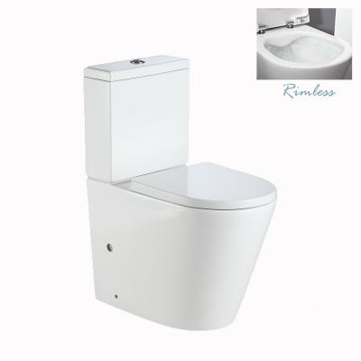 China High Quality Double-Flow Sanitary Ware Wc Toilet With CE Ceramic Hotel Rimless Two Piece Toilet Set for sale