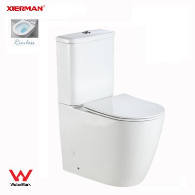 China CE Rimless Watermark Bathroom WC Height Double-Flow European Standard Comfort Seat Soft Narrow Toilet for sale