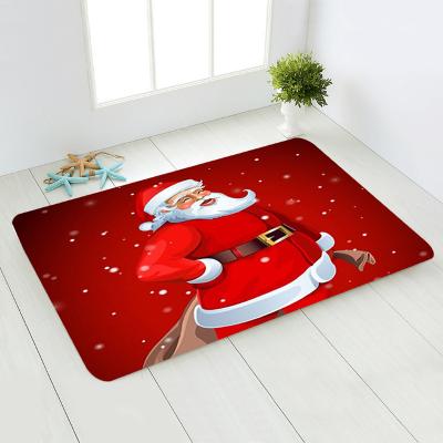 China New Fashion Christmas Decoration Anti-Slip Mat Printing Flannel Floor Mat Mat Christmas Home Decoration Door Non-Slip Mats for sale