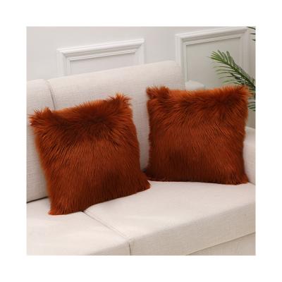 China Wholesale Decorative Lamb Fur Sheepskin Folded Tile Case Cushion Cover for sale