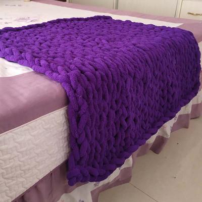 China Chunky Knit Picnic Blanket Woolen Wearable Super Soft Arm Yarn Knitting Blanket for sale