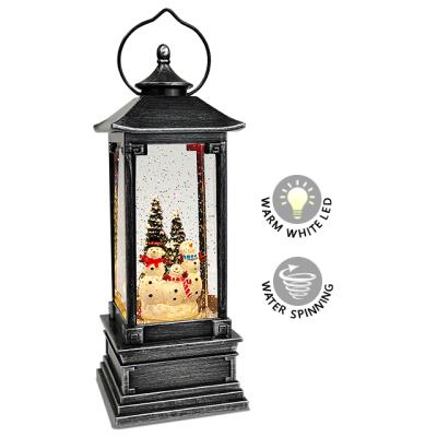 China Europe Vintage Led Lantern Lights Gift Decor Snowman Water Globe Pinoy Glitter Snow Christmas Lantern for sale