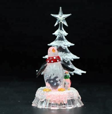 China LED Lighting Baby Penguins For Sale Acrylic Christmas Penguin And Tree Light for sale