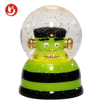 China Home Decoration Light Twinkle Led Weird Head Snow Decoration Swirl Gifts Halloween Water Globe for sale