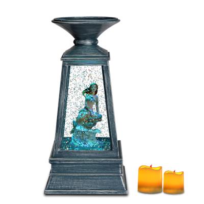 China Modern Home Decoration Lantern Twinkle Table Light Ocean And Mermaid Decoration Home Candle Holder for sale