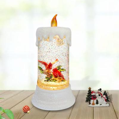 China Battery Cable Candle Swirl Candle Holder Christmas Glitter Water Globe Light Dinner Decoration for sale