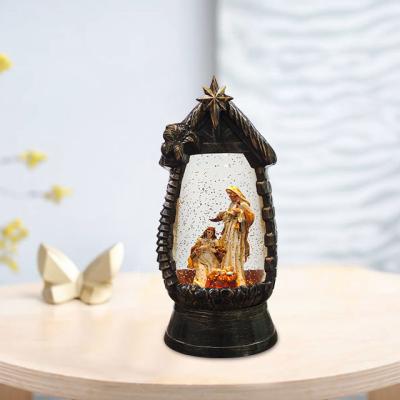 China High Quality Europe Snow Globe Plastics Craft Decoration Glitter Water Christmas Lantern Nativity Sets for sale