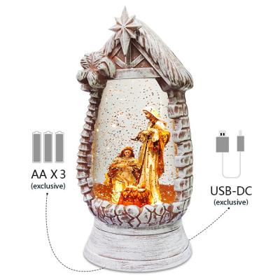 China Led Light + Liquid Inside Keepsake Snow Globe High Quality Christmas Nativity for sale