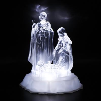 China Interior Plastic Design Lights Led Party Set Ornaments Pure Crystal Transparent Church Accessories Modern Nativity Home Decoration for sale