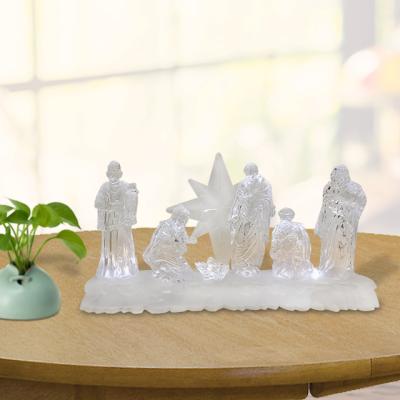 China Holiday Deoration 2021 Hot Sale Christmas Nativity Lights Set Religious Figurine Wholesale for sale