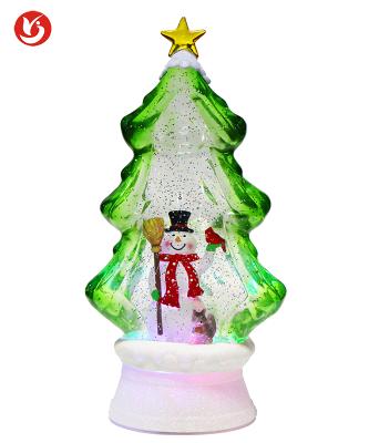 China Led Light + Liquid Inside 2020 Christmas Crafts Supplies Mini Gift Snow Globe Led Water Tree Decoration for sale