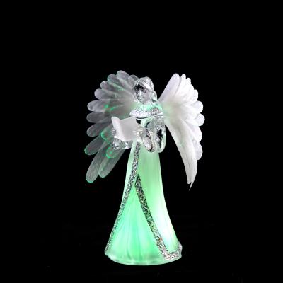 China Angel Feather Wings Crafts Holiday Decoration Color Changing Christmas Angel Figure Arts Decoration for sale