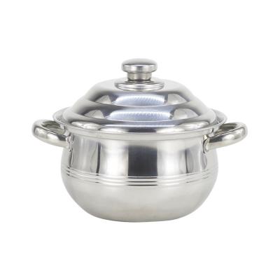 China New Modern Cheap Stainless Steel Cooking Pot With Dominated Lid And Double Handle Cooking Soup Pot Sets for sale