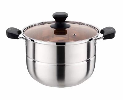 China Viable Fine Quality 1 Layer Stainless Steel Steamer Pot With Glass Lid for sale