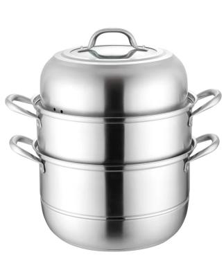 China Low Price Good Quality Stainless Steel 3 Layer Sustainable Steamer Pot With Brushed Surface for sale