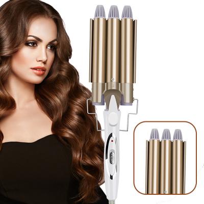 China Plastic 3 barrel hair curlers Iron wand private label custom brand curler hair Triple Barrels body wave hair curler for sale