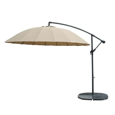 China 9Feet Waterproof Furniture Umbrella Banana 18 Fiberglass Ribs Outdoor Hanging Patio Umbrella With Crank Open System for sale