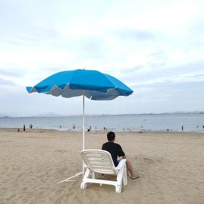 China OEM 50inch modern tarpaulin beach umbrella and steel line beach panel stand umbrella for sale