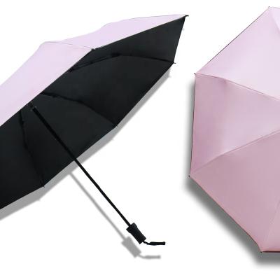 China 21inch *8k Traditional Manual RTS Merchandise Vinyl Sun Protection Lady Three Fold Open Umbrella for sale