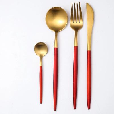 China Ywbeyond Viable Gold Cutlery Set 304 Stainless Steel Dinnerware Flatware Fork Knife Spoon Wedding Tableware for sale