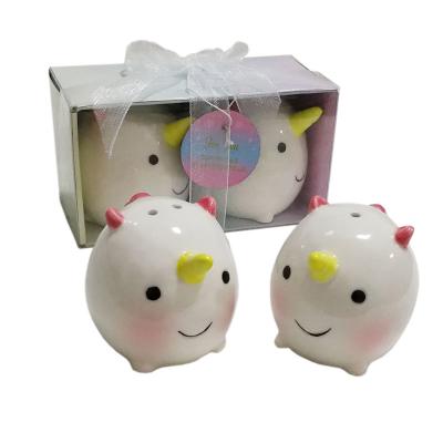 China YWbeyond Porcelain Unicorn Salt and Pepper Shaker Baby Christening Souvenirs Favors Children to Return Gifts for Wedding Guest for sale