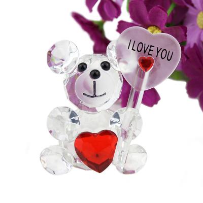 China Crystal Ywbeyon Crystal Bear Figurine Miniatures Decorative Animal Paperweight Ornaments Home Decor Valentines Kids Birthday Party Gifts for sale