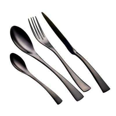 China Ywbeyond 4Pcs Black Stocked 304 Tableware Cutlery Set Stainless Steel Dinner Steak Knife Fork Teaspoon Party Gift for sale