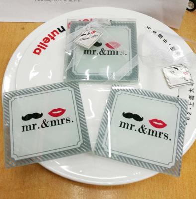 China Ywbeyond Viable Wedding Anniversary Gifts Fit Mr. & Mrs. Shaped Blank Glass Coaster Placemat Cup Pad for sale