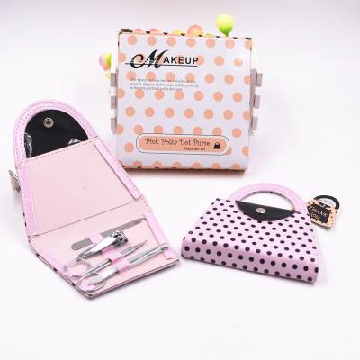 China Pink Color Ywbeyond Color Dot Purse Manicure Pedicure Tool Kits Bridesmaid Wedding Gifts Souvenirs Gift for sale