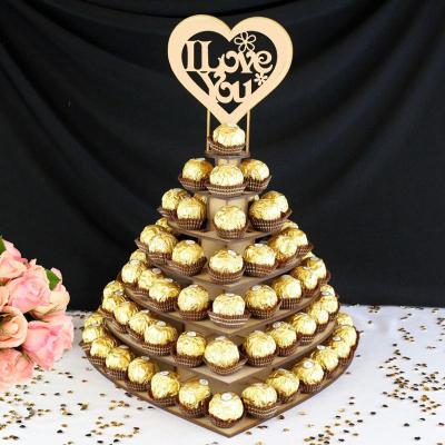 China Wedding Display Stand Ywbeyond Heart Laser Cut Centerpiece Wooden Wedding Table Decoration Candy Chocolate Holder Display Stand for sale