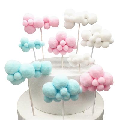 China Colorful Ployester Rainbow Cloud Cake Topper Happy Birthday Cupcake Flags Baby Shower Wedding Party Cake Decorations Ywbeyond for sale