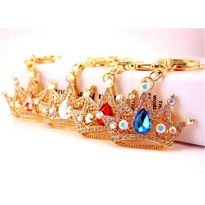 China Ywbeyond Homecoming Gifts Crystal Crown Pendant Keychain Rhinestone Diadema Metal Car Key Chain Ladies Bag Charm Keyring for sale