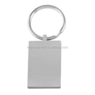 China Engrave IJK0036 Engraved High Polished White 37mm*25mm*5mm Rectangle Stainless Steel Key Chain for sale