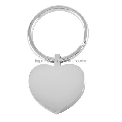 China Engrave IJK0040 Engravable Photo 316L Stainless Steel 27mm*22mm*5mm Cheap Wholesale Heart Stainless Steel Key Chain for sale