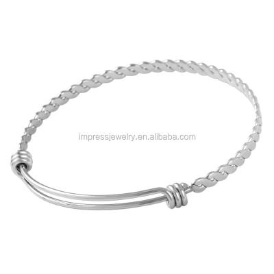 China Factory Wholesale DIY Ash Holder IJD0273 Cheap Charm Twisted Wire Bangle Stainless Steel 316L Stainless Steel Adjustable Expandable Bracelet For Women for sale