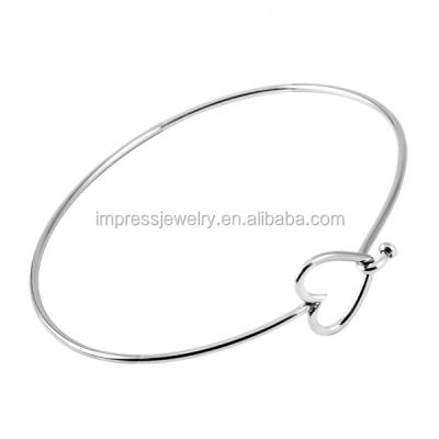 China CLASSIC Wholesale Cheap Adjustable Jewelry Stainless Steel Simple Hot Selling High Polished Heart Wire Expandable Bangle Bracelet for sale