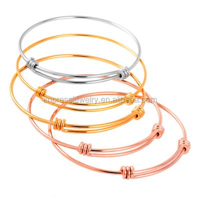 China Fashion Classic Multi Metal Wire Stainless Steel Expandable Color Adjustable White Charms Bangle Bracelet For DIY Jewelry for sale