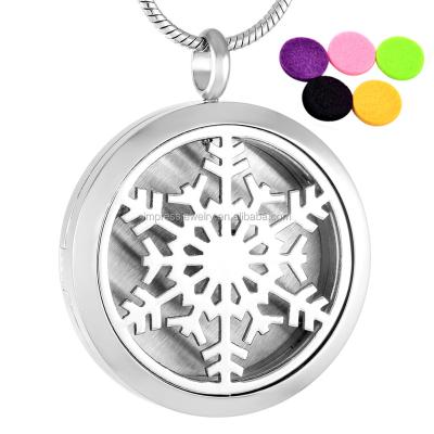 China 2017 Wholesale Round Diffuser Necklace Essential Oil CLASSIC Fasion Snowflake Aromatherapy Car Diffuser Pendant Stainless Steel Jewelry for sale