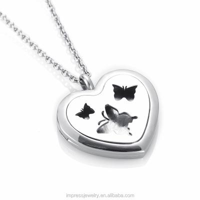 China Trendy Butterfly IJP0192 3 Heart Pendant Titanium Essential Oil Diffuser Pendant Necklace Aromatherapy Necklace For Women Protection 12 for sale