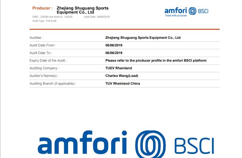 BSCI - Zhejiang Shuguang Sports Equipment Co., Ltd.