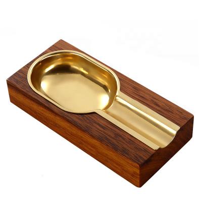 China Wholesale Custom Portable Funny Novelty Cigar Brass Solid Wood Ashtray CLASSIC for sale