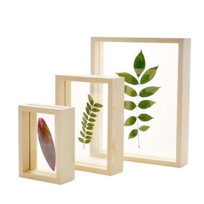 China Wholesale Morden Double Sided Transparent Glass Photo Frame Wooden Photo Frame for sale