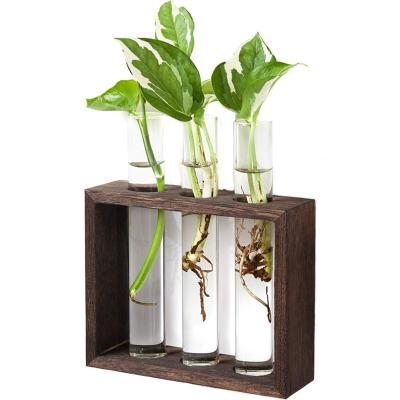 China Modern Wall Mounted Wooden Stand Hanging Planter Vase For Garden Decoration for sale