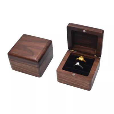 China Custom Wholesale Custom Luxury Rustic Wooden Packaging Boxes Handmade Place Jewelry Ring Bearer Box For Wedding for sale