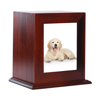 China Viable Biodegradable Wood Burial Elegance Pet Casket Box Pet Ashes Cremation Container for sale