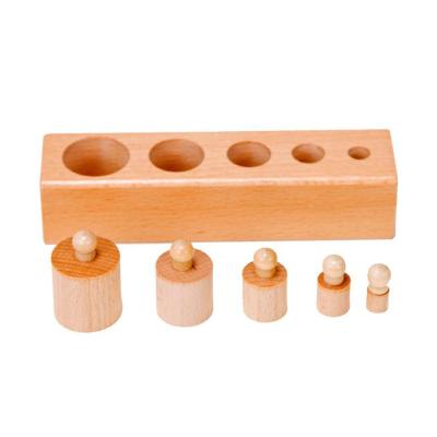 China Eco-Friendly Material Preschool Education Toy Kids Early Educational Sensory Teaching Aid Wooden Cylinder Grip Blocks Toys For Children for sale