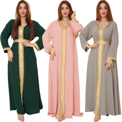 China U. Green Polyester Hooded Muslim Women's Clothing Saudi Arabia Abaya Dress Swing Skirt. Chic Middle Eastern large for sale