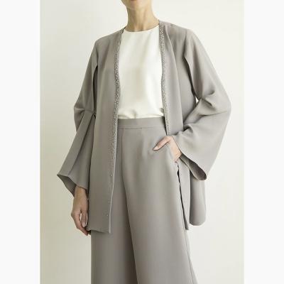 China Modest Dubai Eid Fashionable Elegant Women's Canvas Abaya for sale