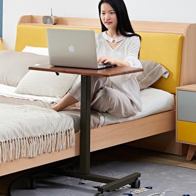 China (Height)Movable Gas Height Adjustable Walnut Sofa Side Lifting Wood Table Over Bed Side Table for sale