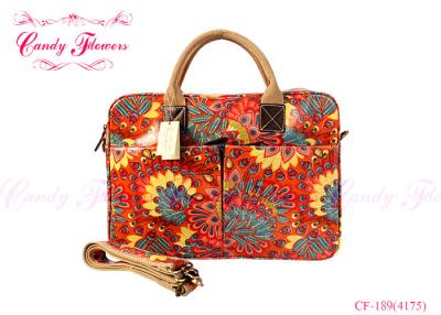 China Ladies Peacock feather Floral Canvas Bag Laptop Computer Briefcase for sale